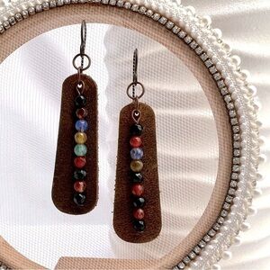 BEADED Leather Earrings